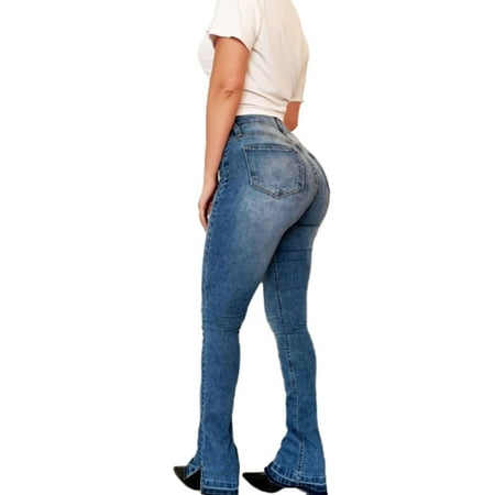 Femmes Denim Jeans Ripped Skinny Stretch Taille Haute Jeggings Pantalon Taille 10-18